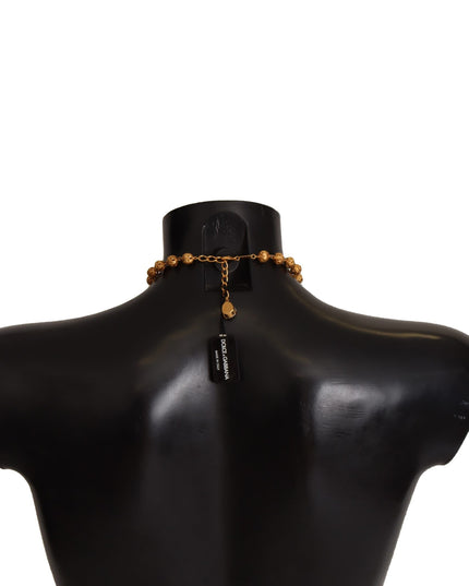 Dolce & Gabbana Gold Brass Carretto Sicily Statement Crystal Chain Necklace