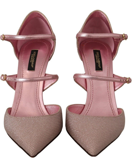 Dolce & Gabbana Pink Glittered Strappy Sandals Mary Jane Shoes