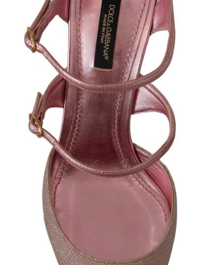 Dolce & Gabbana Pink Glittered Strappy Sandals Mary Jane Shoes