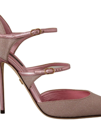 Dolce & Gabbana Pink Glittered Strappy Sandals Mary Jane Shoes