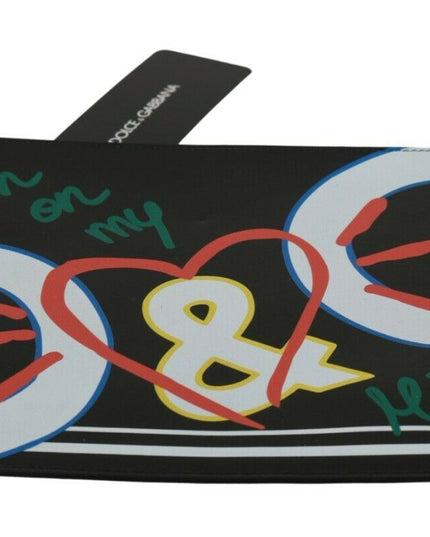 Dolce & Gabbana Black DG Print Mens Zipper Coin Purse Leather Wallet