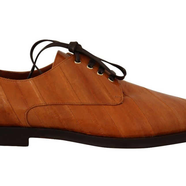 Dolce & Gabbana Brown Eel Leather Lace Up Formal Shoes