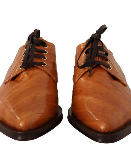 Dolce & Gabbana Brown Eel Leather Lace Up Formal Shoes
