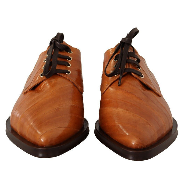 Dolce & Gabbana Brown Eel Leather Lace Up Formal Shoes