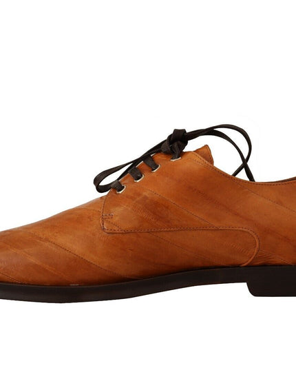 Dolce & Gabbana Brown Eel Leather Lace Up Formal Shoes