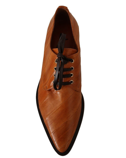 Dolce & Gabbana Brown Eel Leather Lace Up Formal Shoes