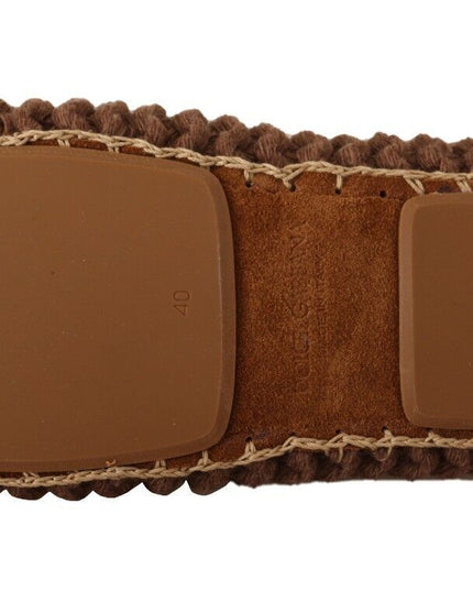 Dolce & Gabbana Brown Slip On Ballerina Flats Wool Knit Shoes