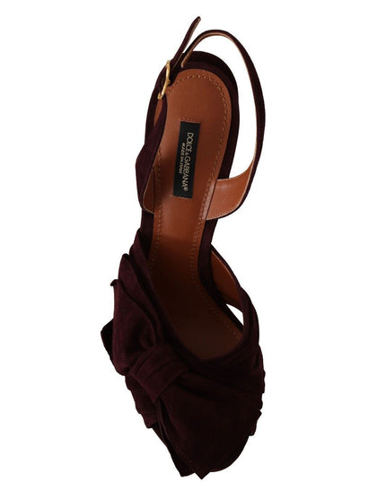 Dolce & Gabbana Dark Purple Suede Ankle Strap Sandals Shoes