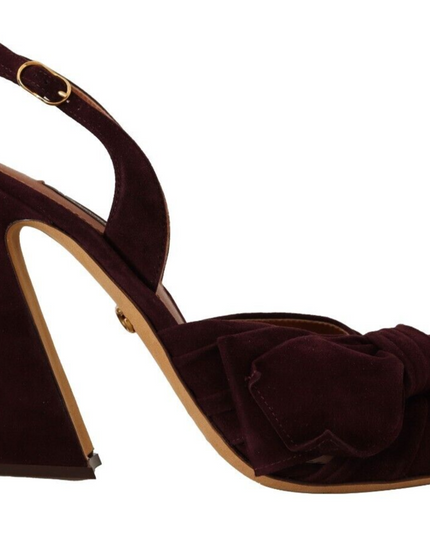 Dolce & Gabbana Dark Purple Suede Ankle Strap Sandals Shoes