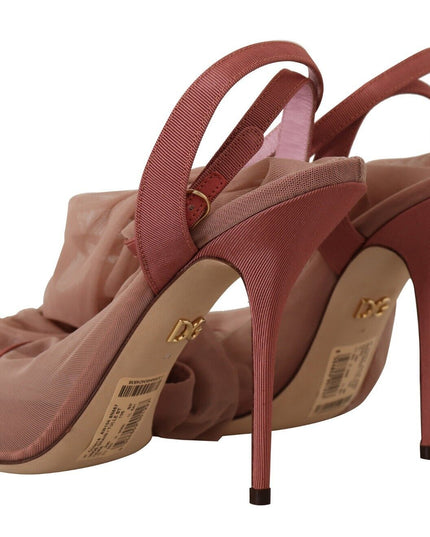 Dolce & Gabbana Pink Tulle Stretch Ankle Strap Sandals Shoes