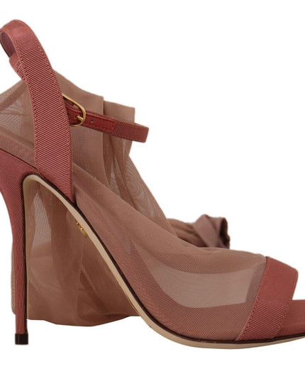 Dolce & Gabbana Pink Tulle Stretch Ankle Strap Sandals Shoes