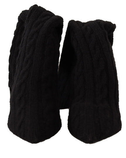 Dolce & Gabbana Black Stretch Socks Knee High Booties Shoes