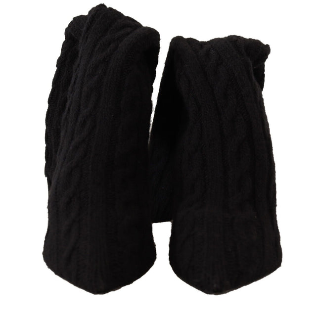 Dolce & Gabbana Black Stretch Socks Knee High Booties Shoes