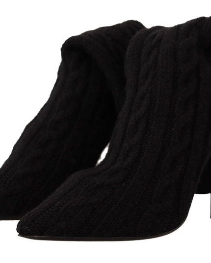 Dolce & Gabbana Black Stretch Socks Knee High Booties Shoes
