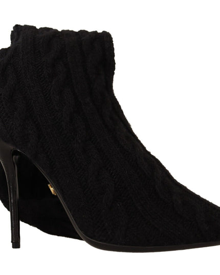 Dolce & Gabbana Black Stretch Socks Knee High Booties Shoes