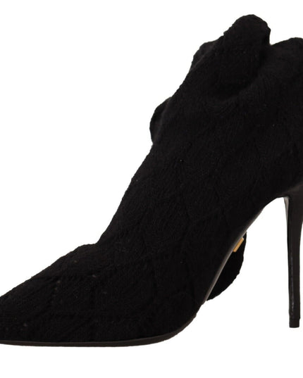 Dolce & Gabbana Black Stretch Socks Knee High Booties Shoes