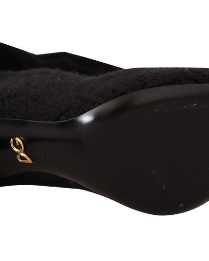 Dolce & Gabbana Black Stretch Socks Knee High Booties Shoes