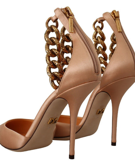 Dolce & Gabbana Beige Ankle Chain Strap High Heels Pumps Shoes