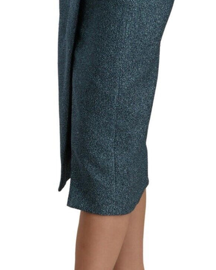 Koonhor Blue High Waist Pencil Straight Wrap Style Skirt