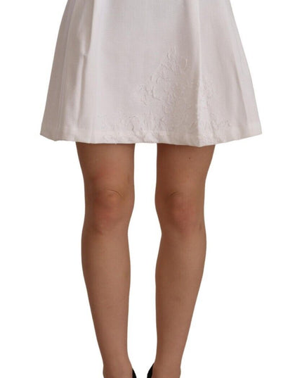 Ermanno Scervino White High Waist A-line Mini Cotton Skirt