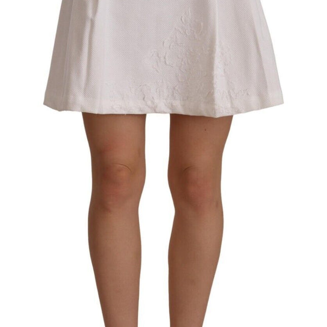 Ermanno Scervino White High Waist A-line Mini Cotton Skirt