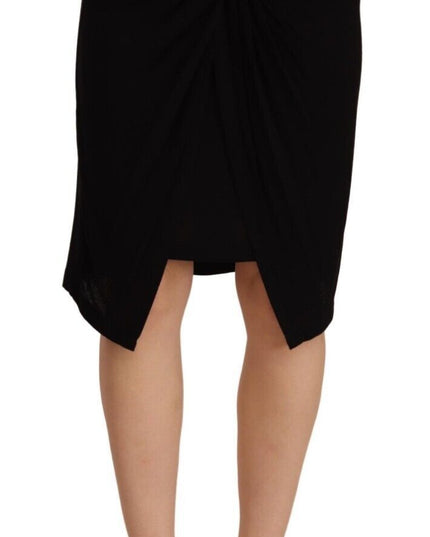 PLEIN SUD Black High Waist Pencil Knee Length Viscose Skirt