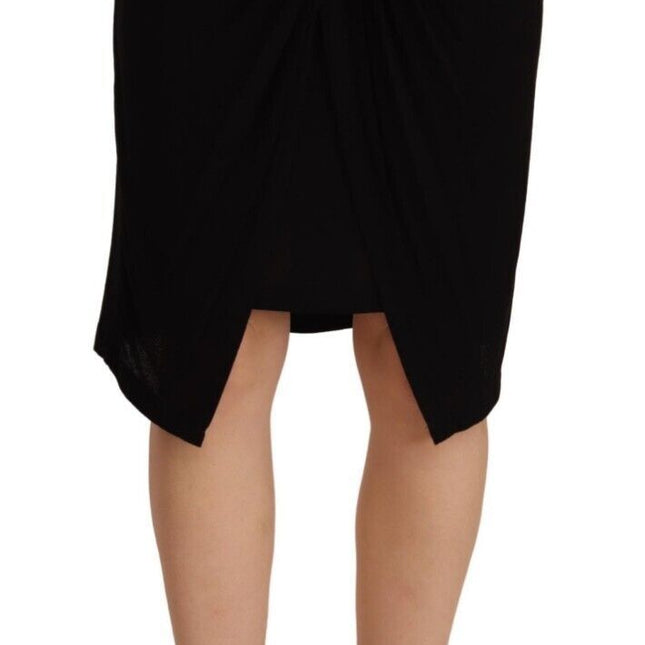 PLEIN SUD Black High Waist Pencil Knee Length Viscose Skirt