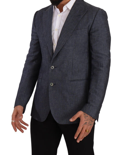 Dolce & Gabbana Blue Linen Cotton Jacket TAORMINA Blazer