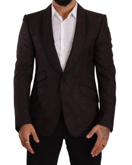 Dolce & Gabbana Purple Jacquard Single Breasted SICILIA Blazer