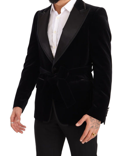 Dolce & Gabbana Black Velvet Single Breasted One Button Blazer