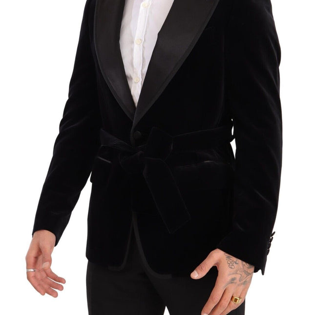 Dolce & Gabbana Black Velvet Single Breasted One Button Blazer