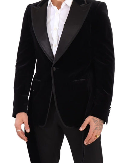 Dolce & Gabbana Black Velvet Single Breasted One Button Blazer