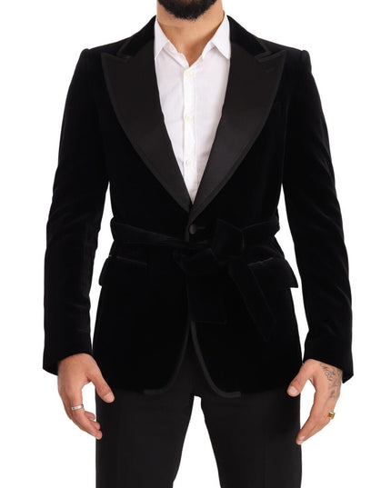 Dolce & Gabbana Black Velvet Single Breasted One Button Blazer