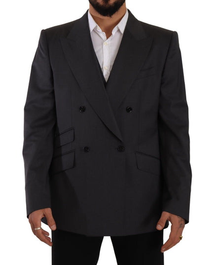 Dolce & Gabbana Gray Double Breasted 2 Piece SICILIA Blazer