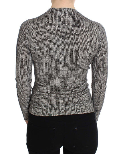 Dolce & Gabbana Black White Wool Top Cardigan Sweater