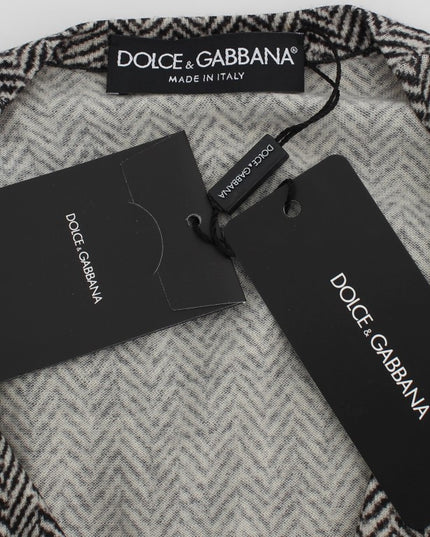 Dolce & Gabbana Black White Wool Top Cardigan Sweater