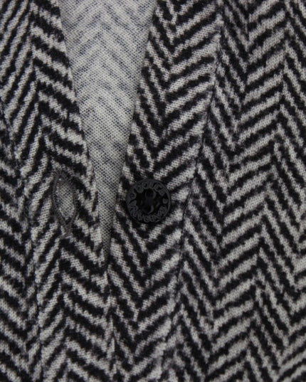 Dolce & Gabbana Black White Wool Top Cardigan Sweater