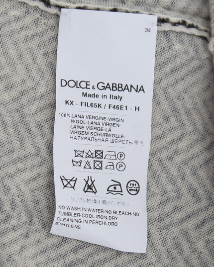 Dolce & Gabbana Black White Wool Top Cardigan Sweater