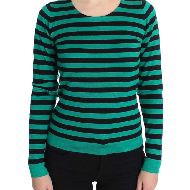Dolce & Gabbana Green Black Silk Cashmere Sweater
