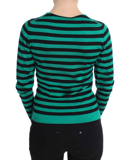 Dolce & Gabbana Green Black Silk Cashmere Sweater