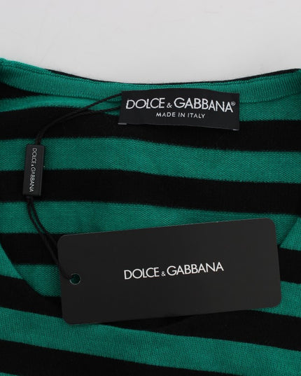 Dolce & Gabbana Green Black Silk Cashmere Sweater