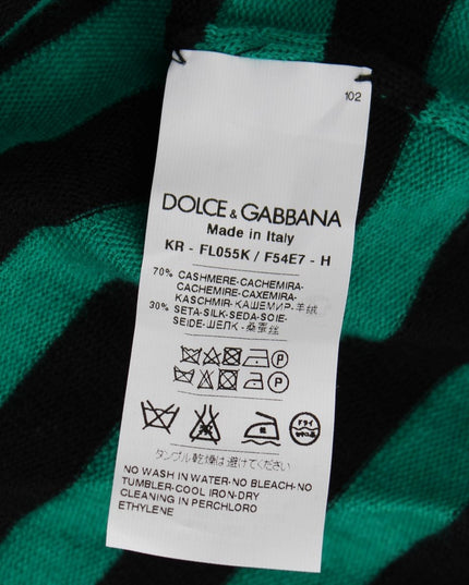 Dolce & Gabbana Green Black Silk Cashmere Sweater