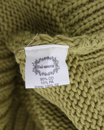 PINK MEMORIES Green Cotton Blend Knitted Sleeveless Sweater