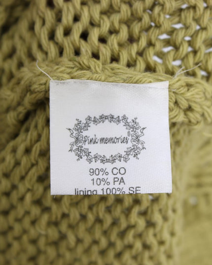 PINK MEMORIES Green Cotton Blend Knitted Sleeveless Sweater