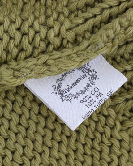 PINK MEMORIES Green Cotton Blend Knitted Sleeveless Sweater