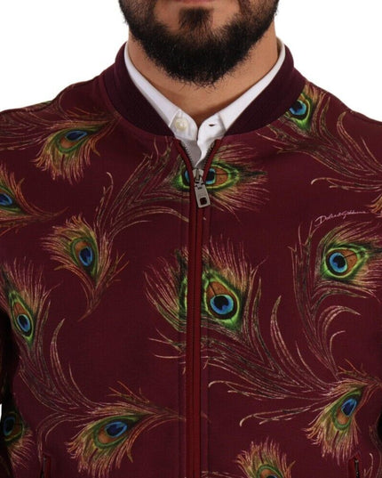 Dolce & Gabbana Red Peacock Polyester Stretch Full Zip Jacket