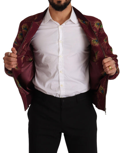 Dolce & Gabbana Red Peacock Polyester Stretch Full Zip Jacket