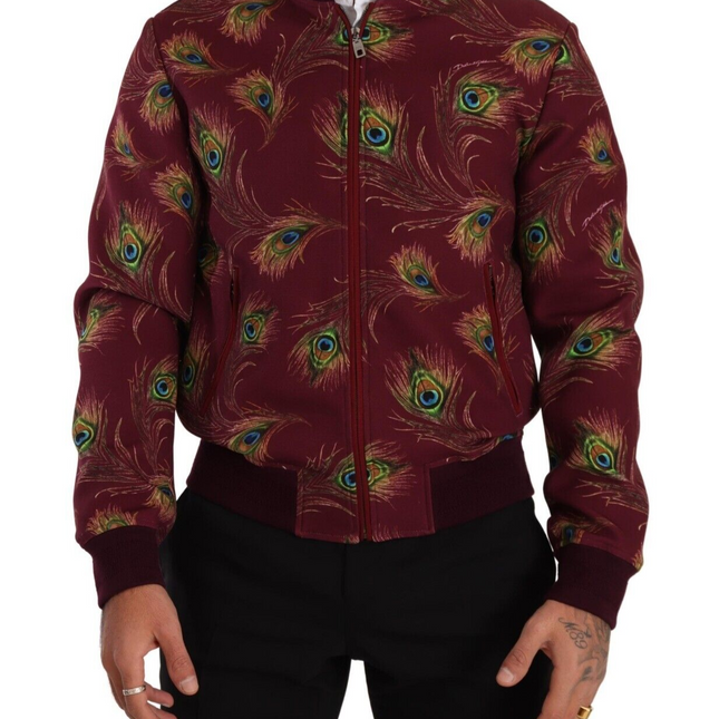 Dolce & Gabbana Red Peacock Polyester Stretch Full Zip Jacket