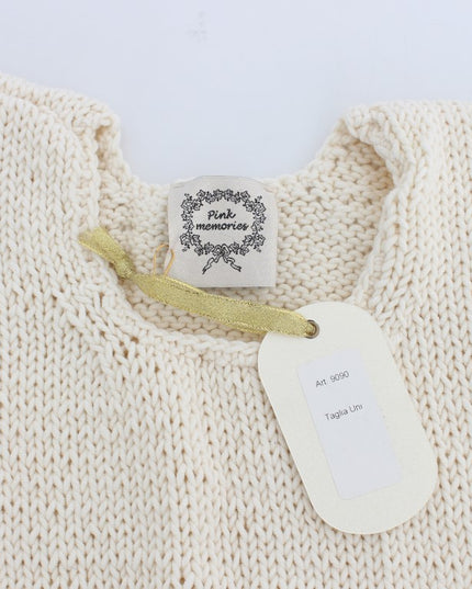 PINK MEMORIES Beige Cotton Blend Knitted Sleeveless Sweater