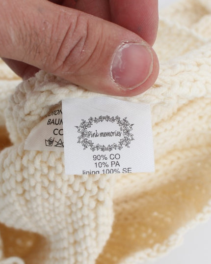 PINK MEMORIES Beige Cotton Blend Knitted Sleeveless Sweater